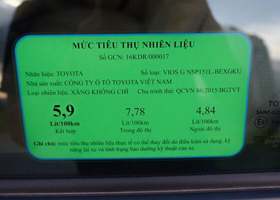 dinh muc tieu hao nhien lieu xe o to tai duoc ghi tren cua kinh xe tai