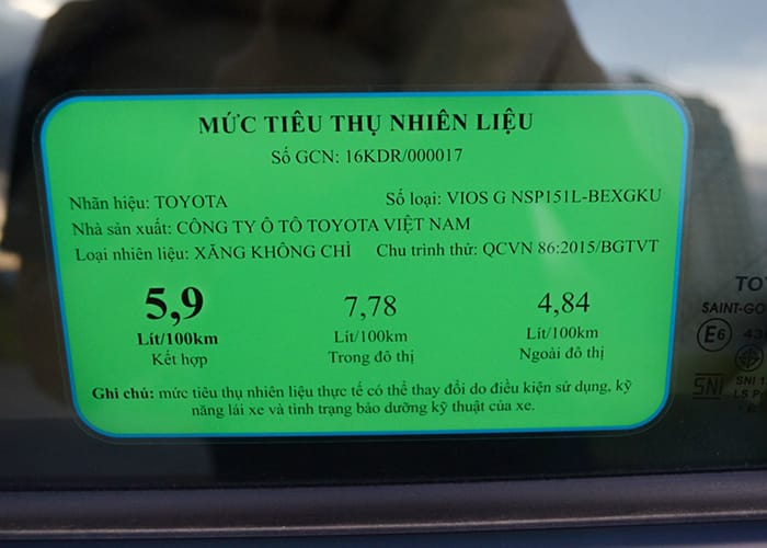 dinh muc tieu hao nhien lieu xe o to tai duoc ghi tren cua kinh xe tai